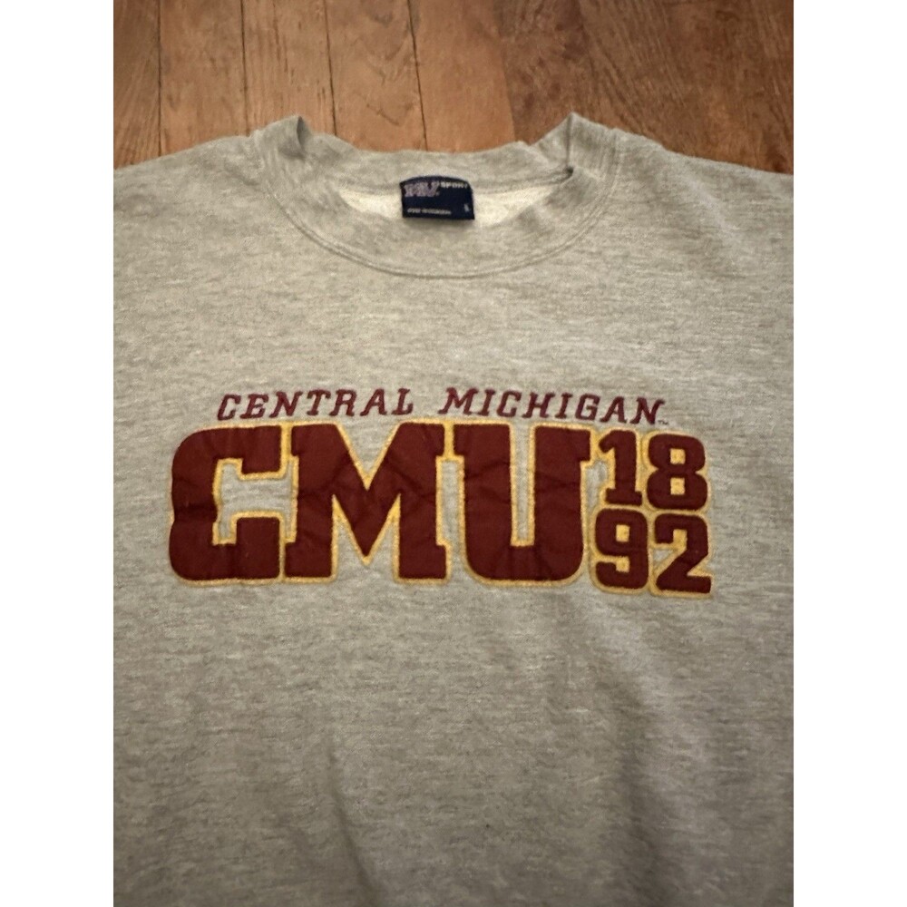Vintage Central Michigan Chippewas Sweatshirt Mens L Gray CMU - Picture 4 of 11